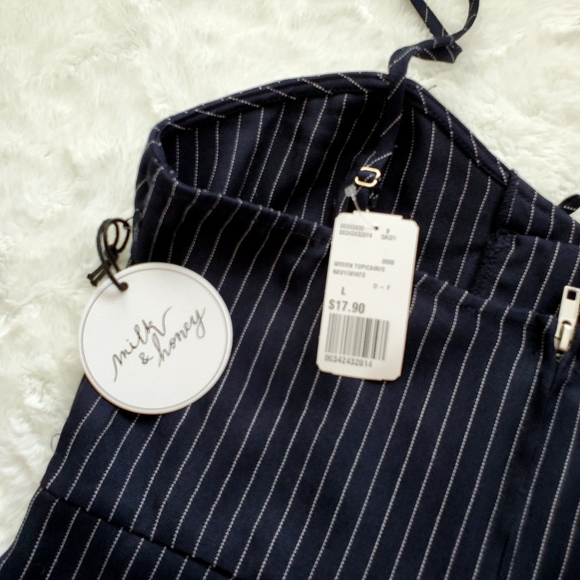 Lace-up Pinstripe Top - Picture 3 of 5